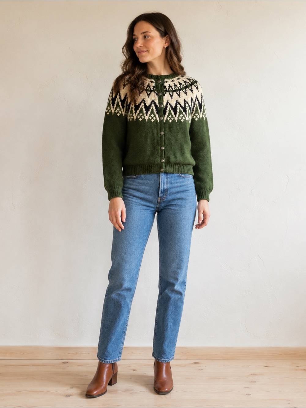 Vintage Saga Knit Norway Wool Nordic Fair Isle Cardigan Ski Lodge Heritage